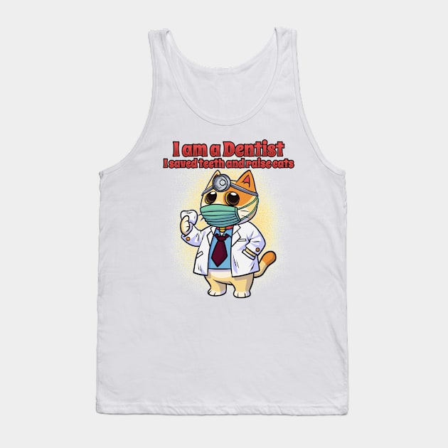 Dentist Cat Cute Funny Geek Gift Tank Top by MimimaStore